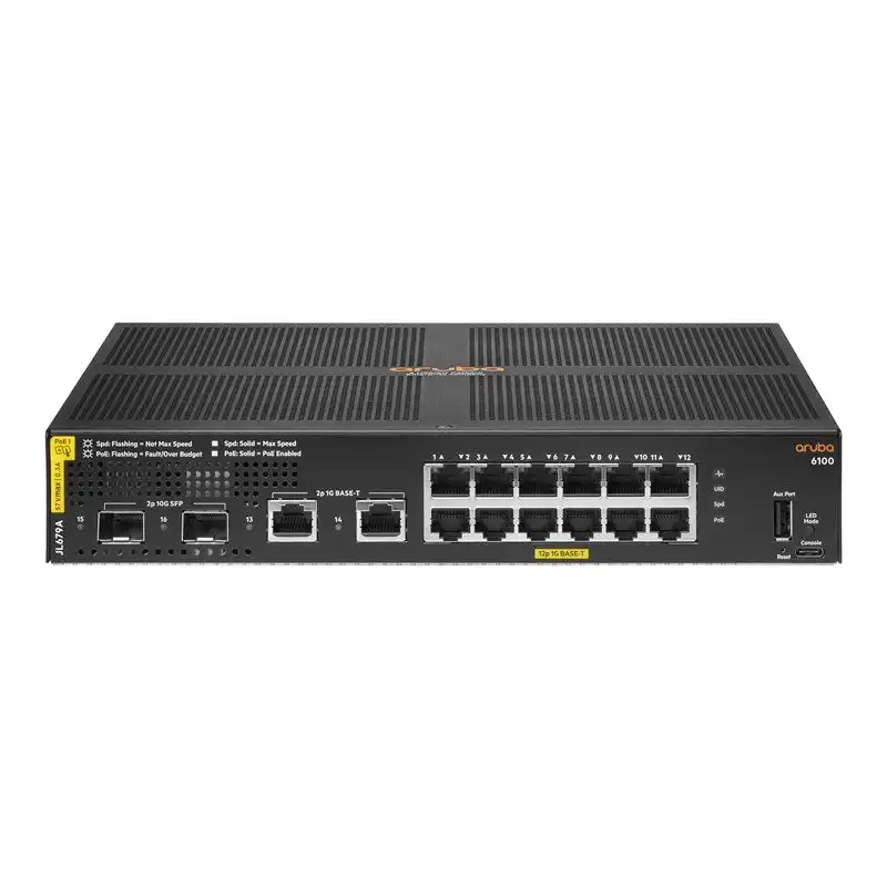 HPE Aruba 6100 12G Class4 PoE 2G - 2SFP+ 139W Switch - Commutateur - Géré - 12 x 10 - 100 - 1000 (PoE+) +... (JL679AABB)_1